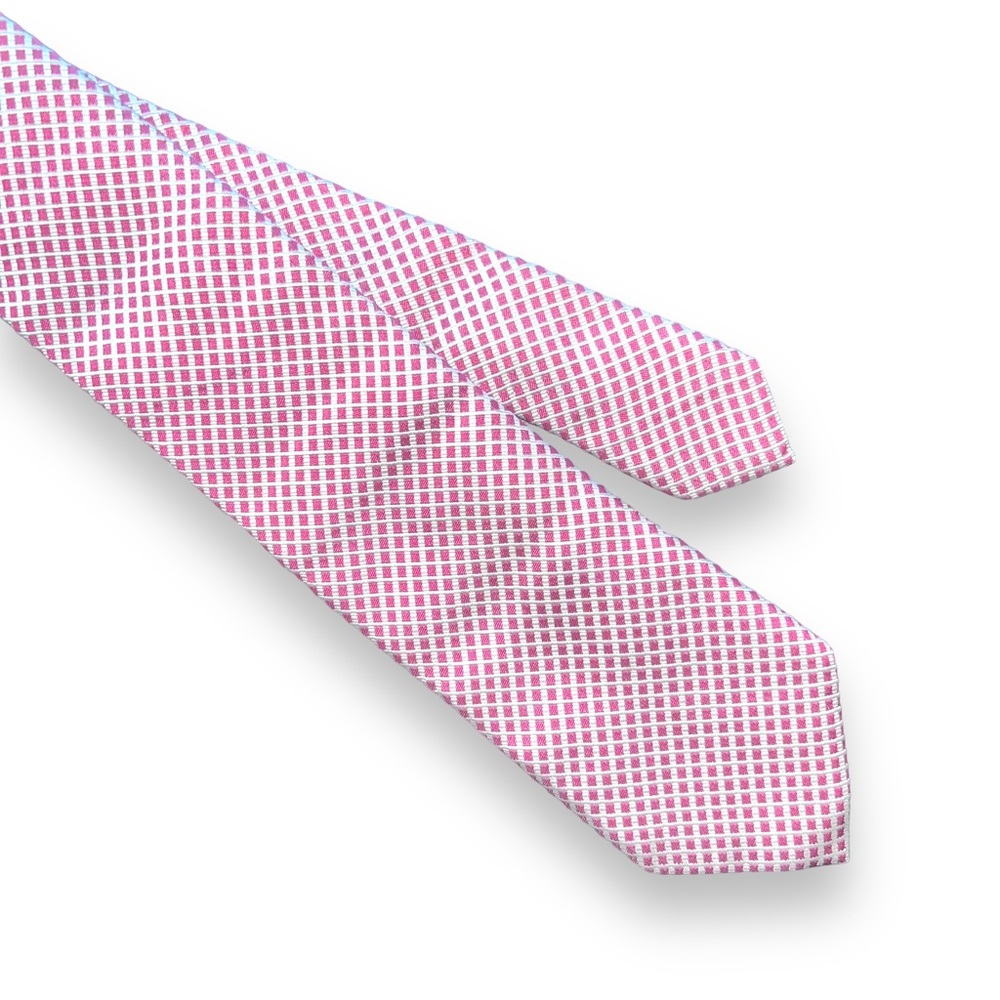 Profuomo Originale 100% Silk Neck Tie Made In Italy Pink White